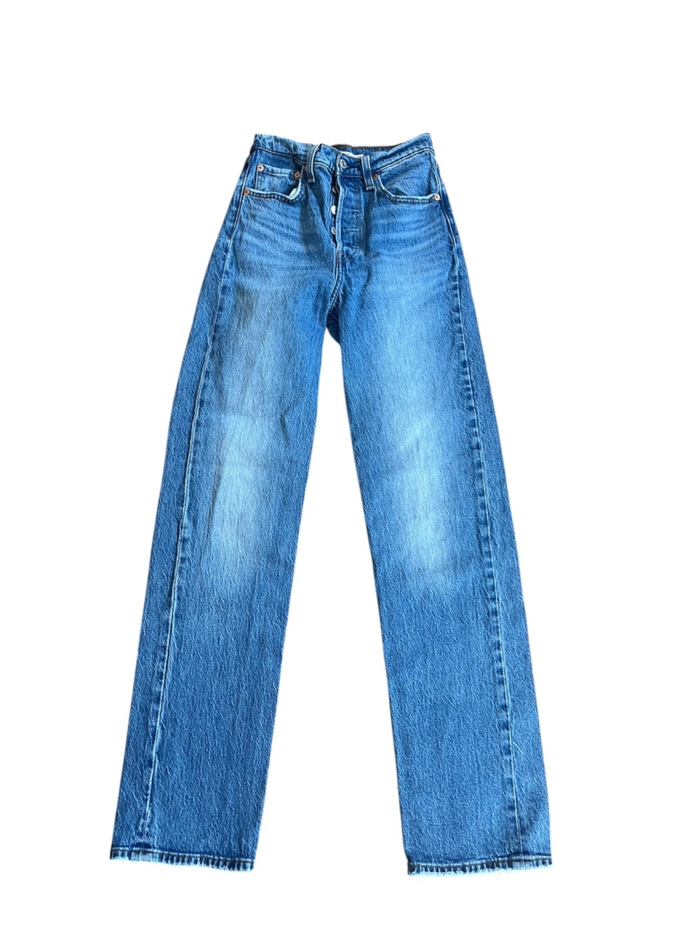 Levi's Premium Vintage Light Wash Ribcage Straight Button Fly High Rise Jeans - Picture 3 of 14